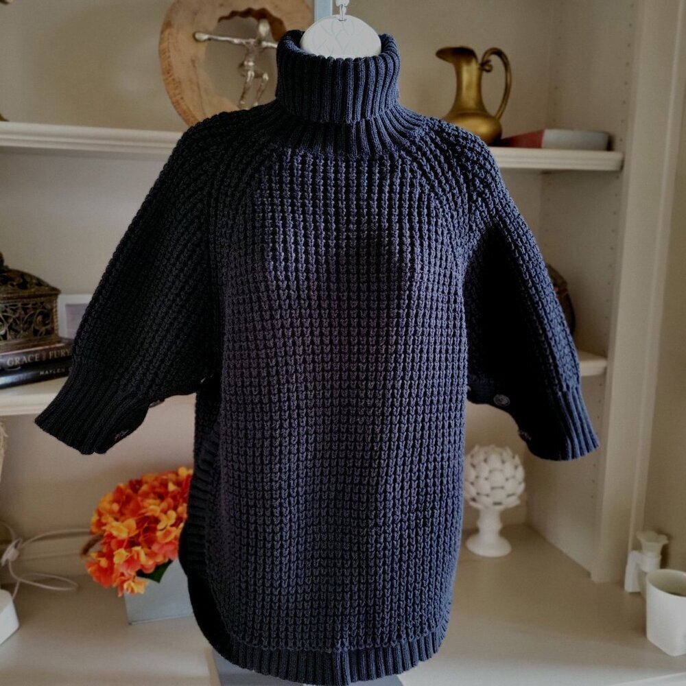 J.Crew Re-Imagined Cotton Turtleneck Short Sleeve Poncho Sweater-XS - Picture 5 of 10